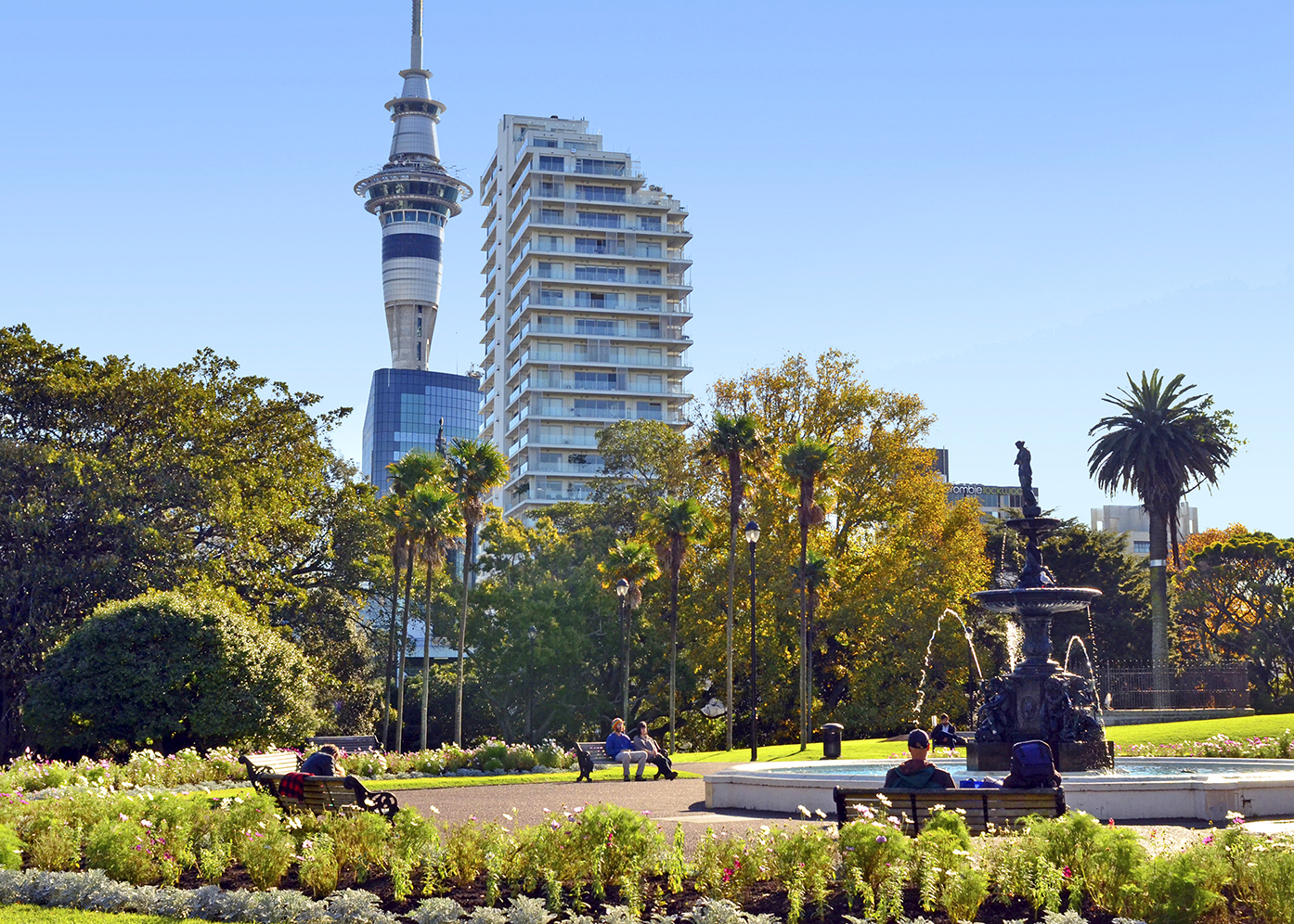 AUCKLAND - MAY 31 2014:Visitors in Albert park.Albert Park is a famous scenic park in central Auckland, New Zealand.