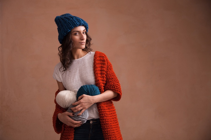Woman learning to crochet amid COVID-19